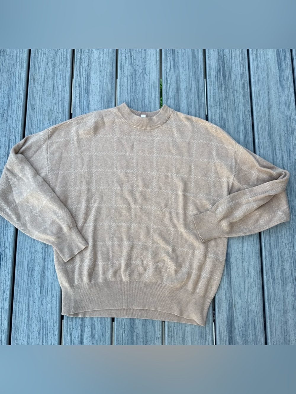 Lunya Peach & White Long Sleeve Cozy Sweater XS